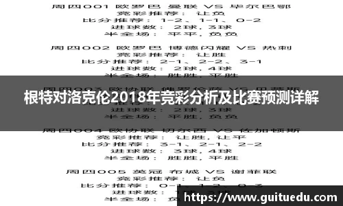 根特对洛克伦2018年竞彩分析及比赛预测详解